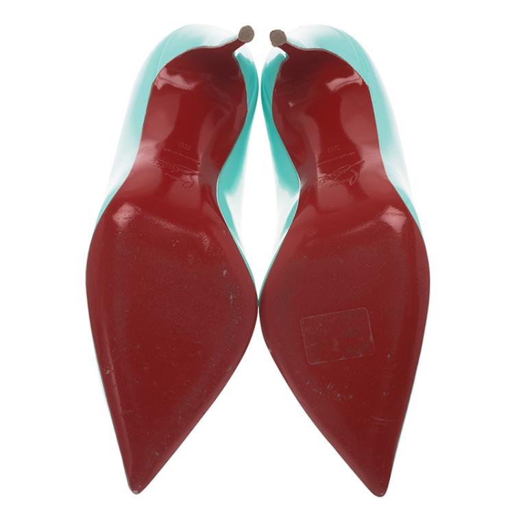 Pre Owned Christian Louboutin Turquoise Patent Pigalle Pumps Size 38