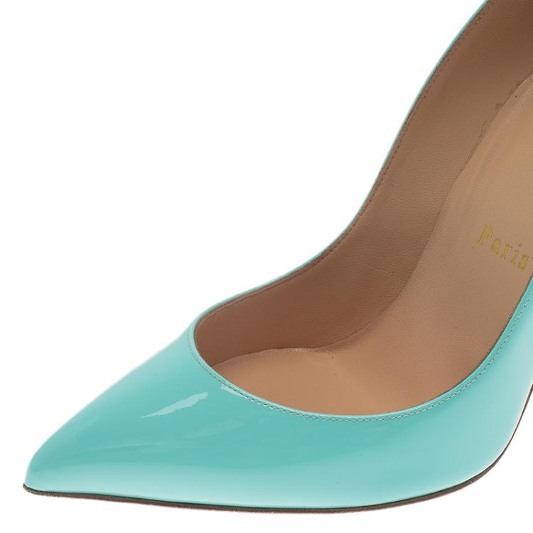 Pre Owned Christian Louboutin Turquoise Patent Pigalle Pumps Size 38