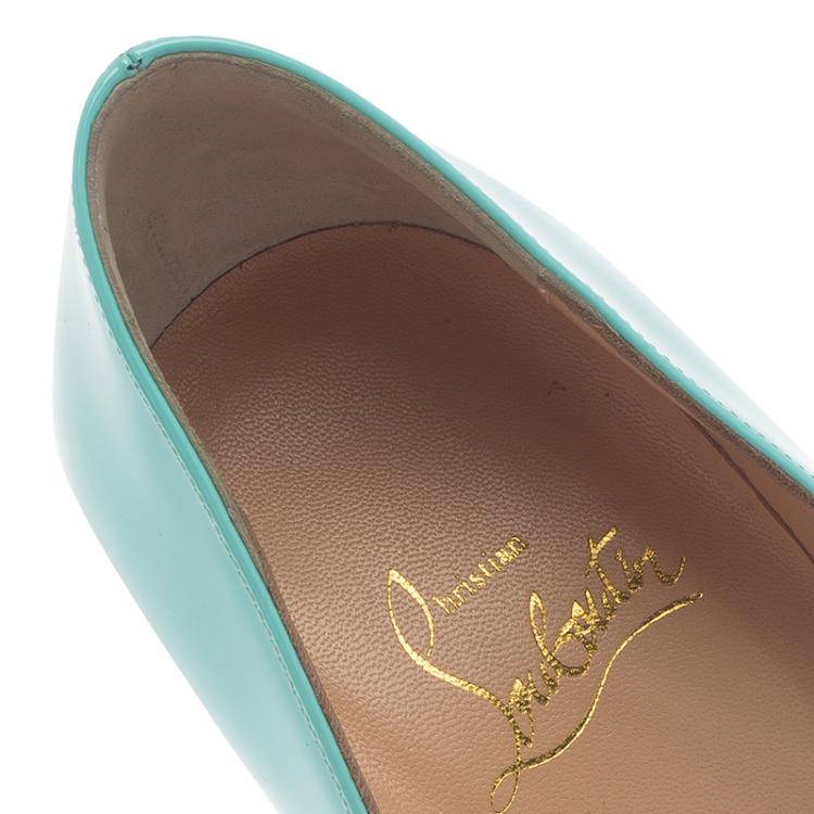 Pre Owned Christian Louboutin Turquoise Patent Pigalle Pumps Size 38