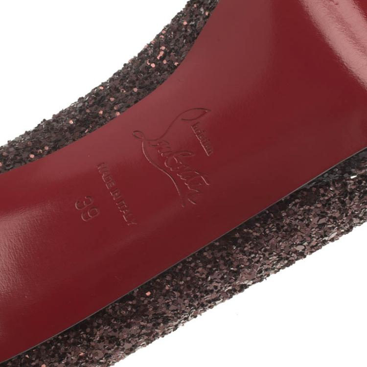 Pre Owned Christian Louboutin Brown Glitter Altadama Peep Toe Platform Pumps Size 39