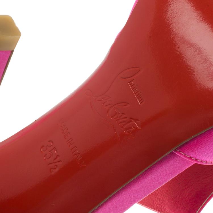 Pre Owned Christian Louboutin Pink Satin Dorcet Bow Mules Size 35.5