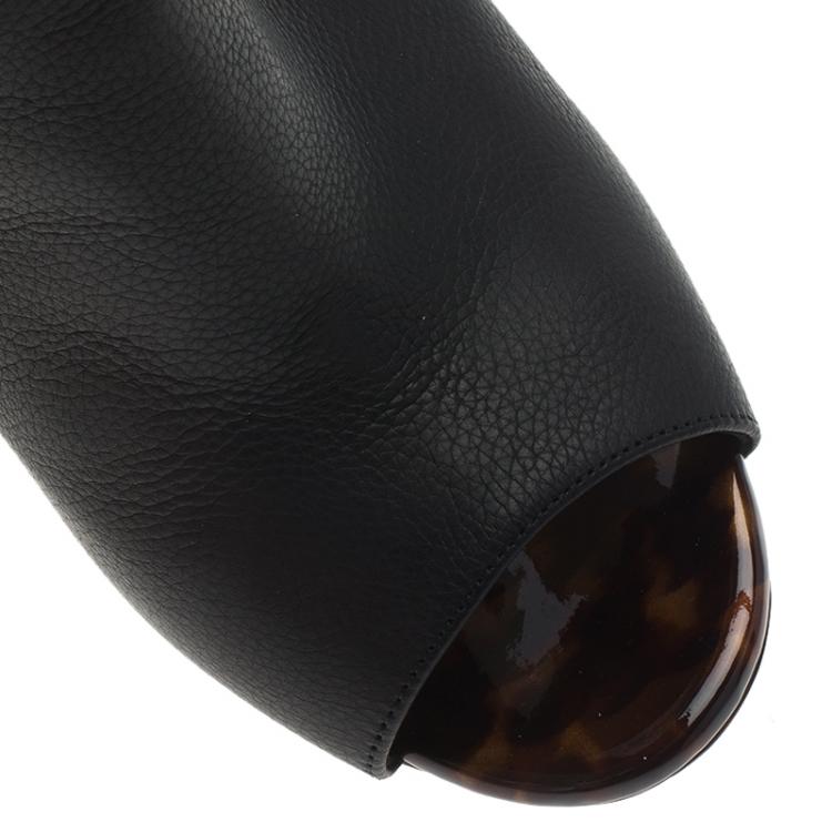 Pre Owned Christian Louboutin Black Leather and Suede Barabara Cutout Ankle Boots Size 39.5
