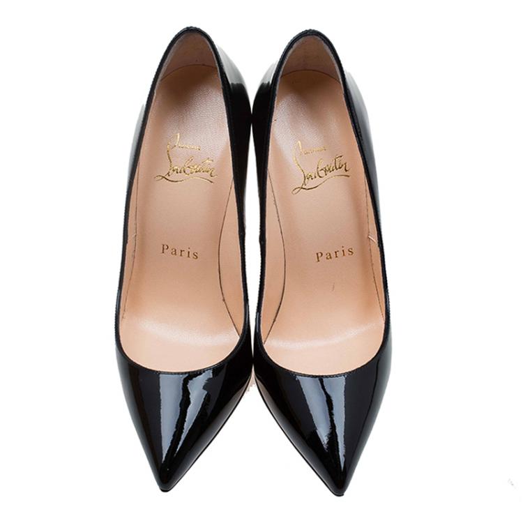 Pre Owned Christian Louboutin Black Patent Pigalle Pumps Size 35