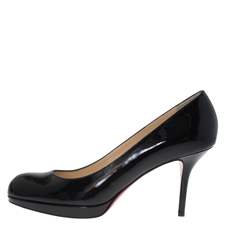 Pre Owned Christian Louboutin Black Patent Prorata Pumps Size 40