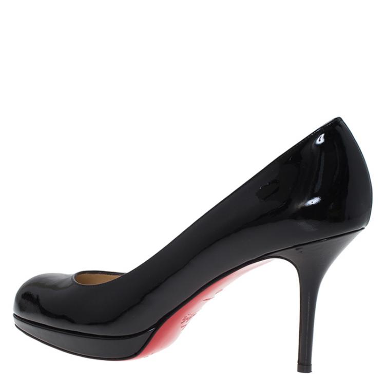 Pre Owned Christian Louboutin Black Patent Prorata Pumps Size 40