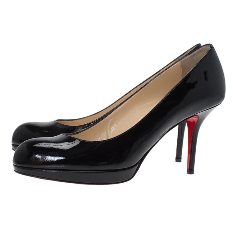 Pre Owned Christian Louboutin Black Patent Prorata Pumps Size 40