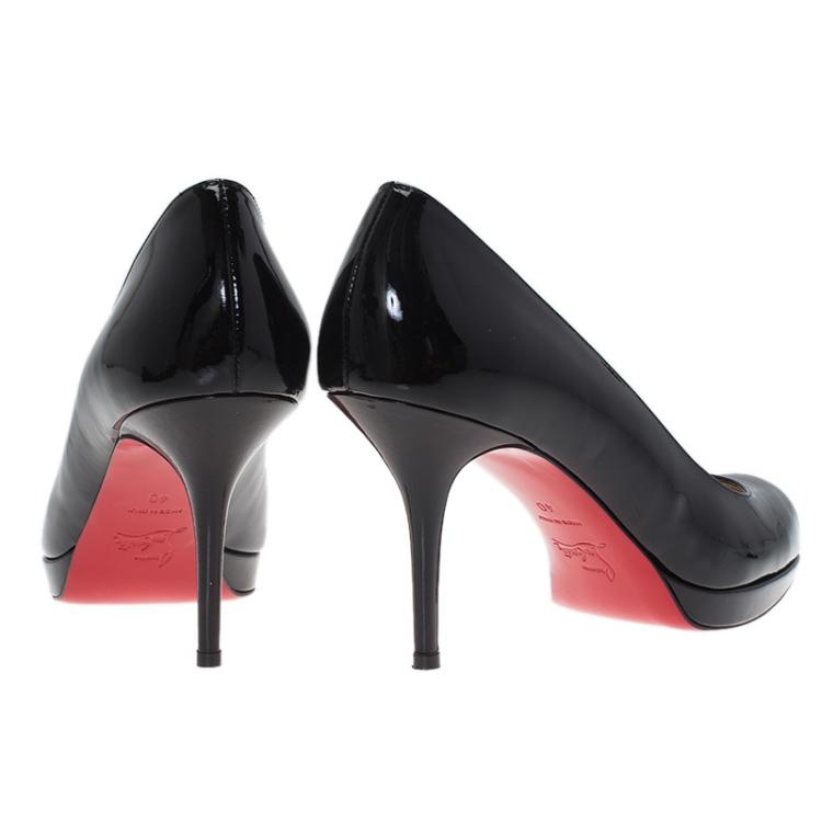 Pre Owned Christian Louboutin Black Patent Prorata Pumps Size 40