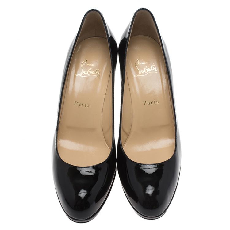 Pre Owned Christian Louboutin Black Patent Prorata Pumps Size 40