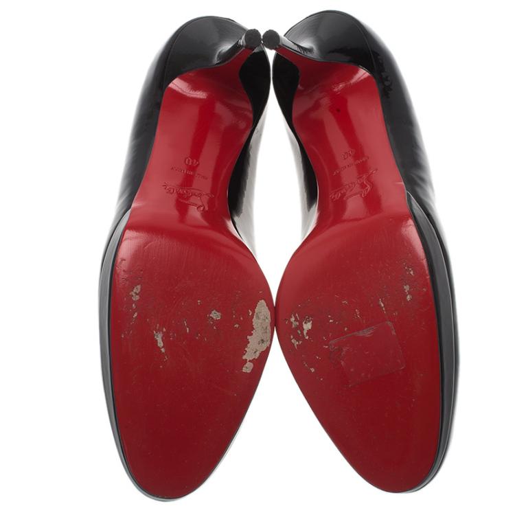 Pre Owned Christian Louboutin Black Patent Prorata Pumps Size 40