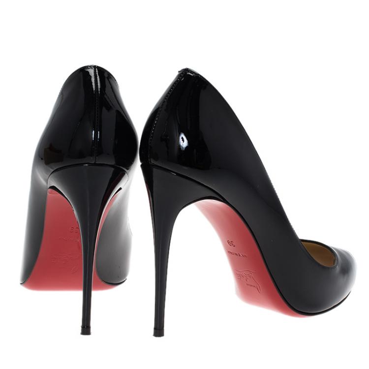 Pre Owned Christian Louboutin Black Patent Tibur Peep Toe Pumps Size 39