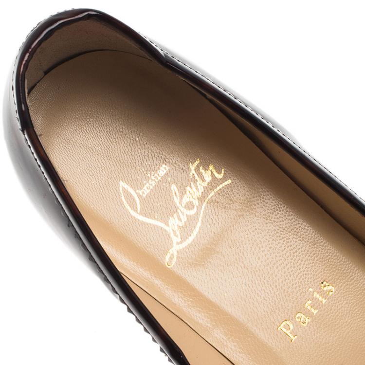 مملوكة مسبقًا Christian Louboutin Tortoise Shell Patent Square Toe Ballet Flats Size 39