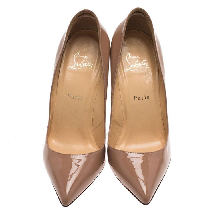Pre Owned Christian Louboutin Beige Patent Pigalle Pumps Size 39