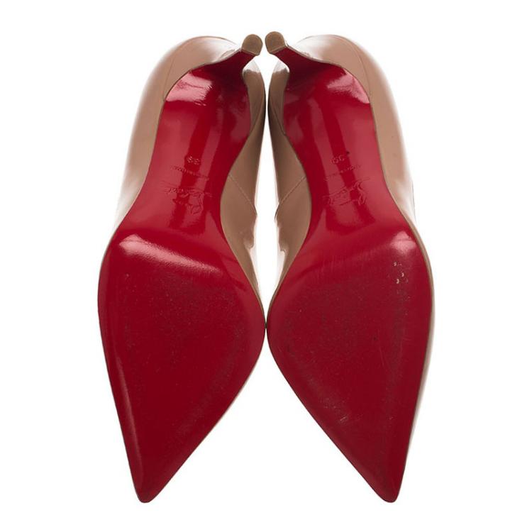 Pre Owned Christian Louboutin Beige Patent Pigalle Pumps Size 39