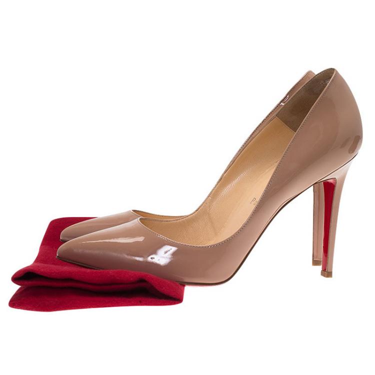 Pre Owned Christian Louboutin Beige Patent Pigalle Pumps Size 39