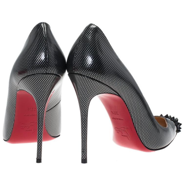 Pre Owned Christian Louboutin Metallic Leather Geo Spiked Pumps Size 39.5