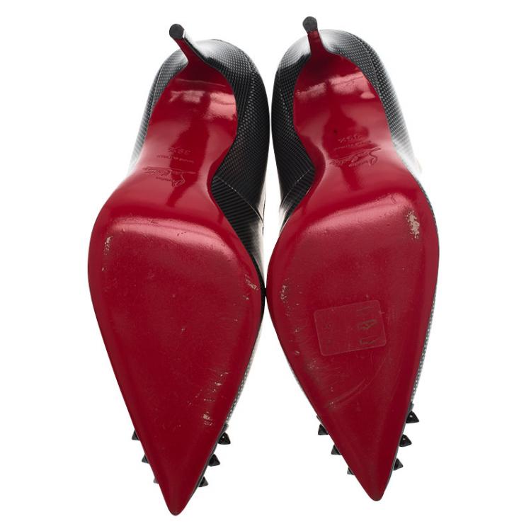 Pre Owned Christian Louboutin Metallic Leather Geo Spiked Pumps Size 39.5