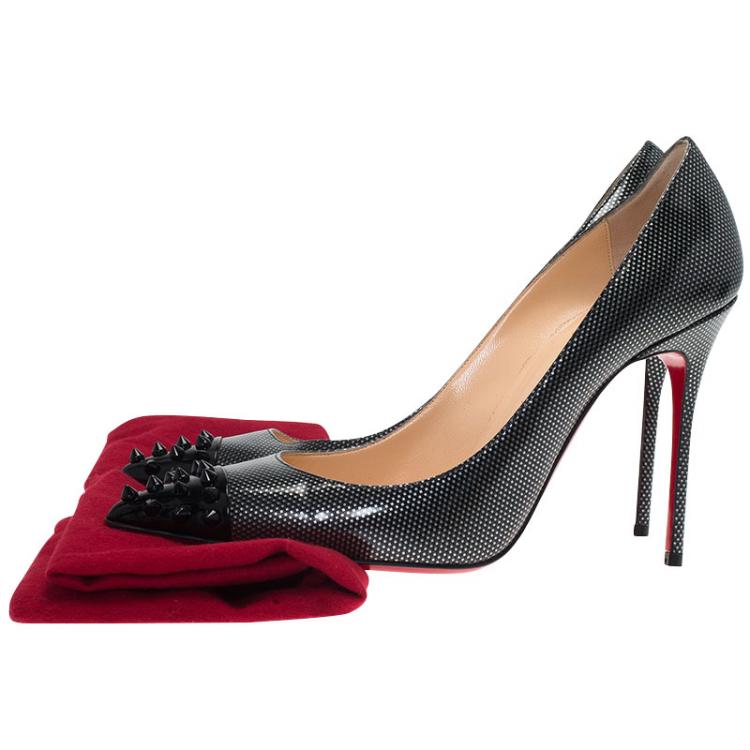 Pre Owned Christian Louboutin Metallic Leather Geo Spiked Pumps Size 39.5