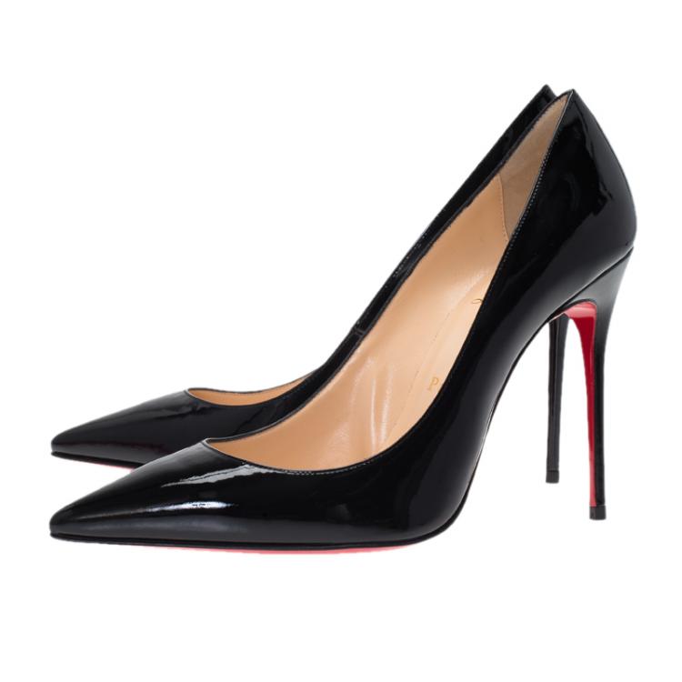 مملوكة مسبقًا Christian Louboutin Black Patent Decolette 554 Pumps Size 39
