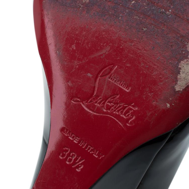 Pre Owned Christian Louboutin Black Patent RonRon Zeppa Wedge Pumps Size 38.5