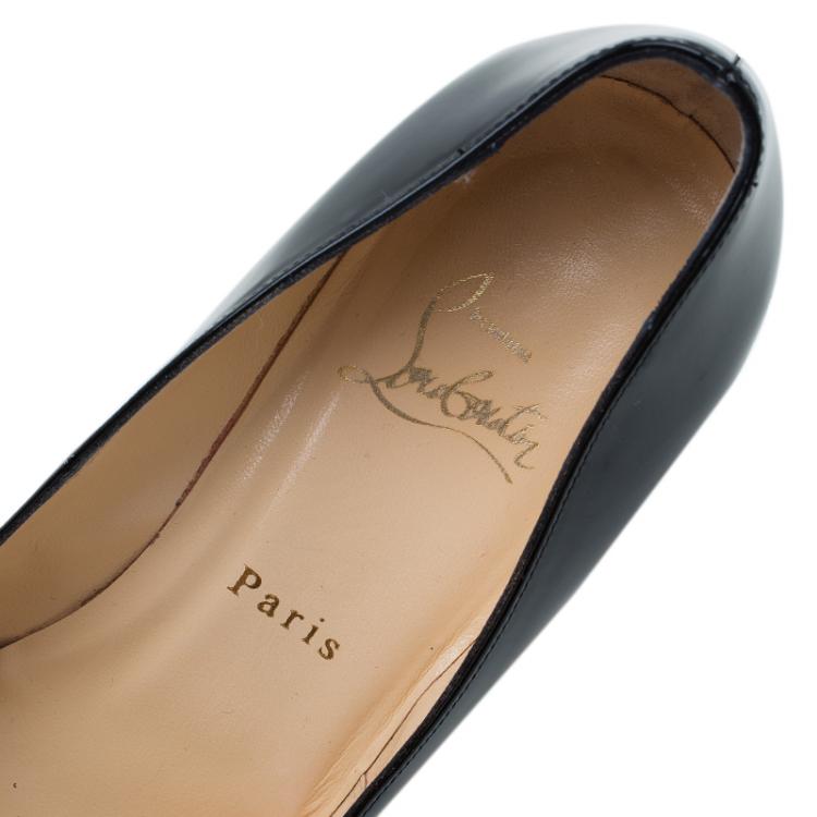 Pre Owned Christian Louboutin Black Patent RonRon Zeppa Wedge Pumps Size 38.5