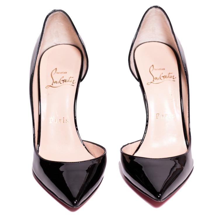 Pre Owned Christian Louboutin Black Patent Iriza D'orsay Pumps Size 36