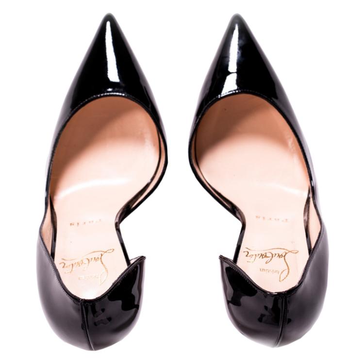 Pre Owned Christian Louboutin Black Patent Iriza D'orsay Pumps Size 36