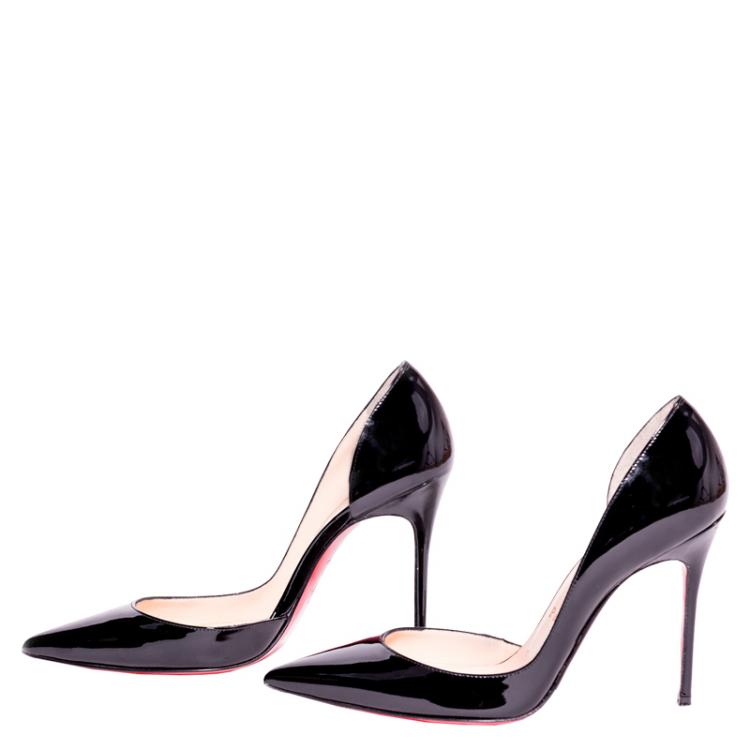 Pre Owned Christian Louboutin Black Patent Iriza D'orsay Pumps Size 36