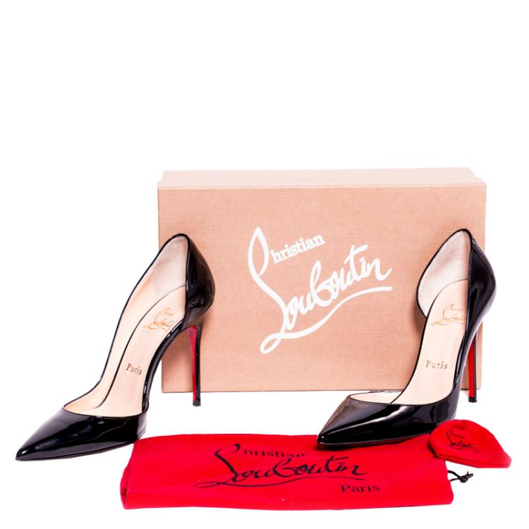 Pre Owned Christian Louboutin Black Patent Iriza D'orsay Pumps Size 36