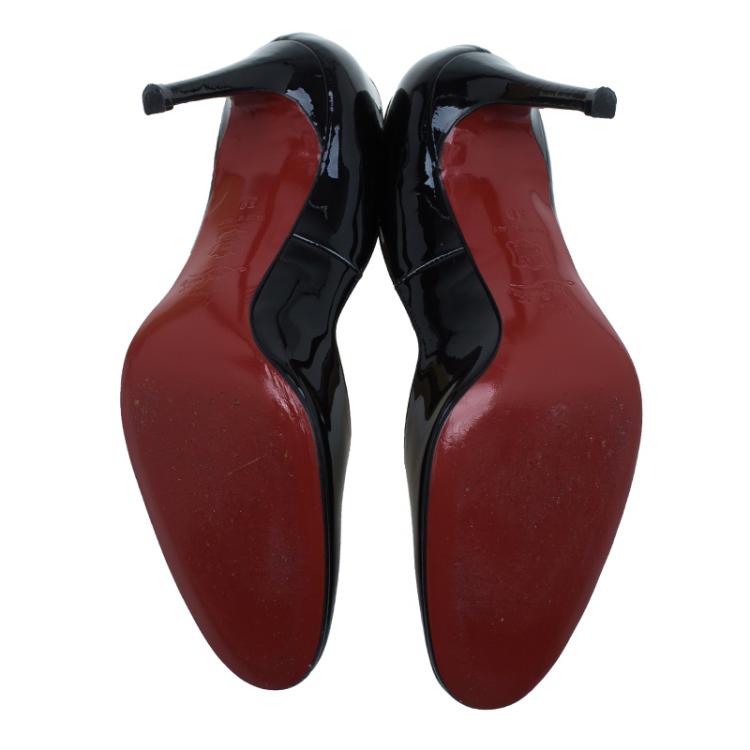 Pre Owned Christian Louboutin Black Patent Miss Cool Pumps Size 38