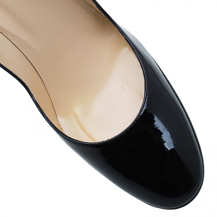 Pre Owned Christian Louboutin Black Patent Miss Cool Pumps Size 38