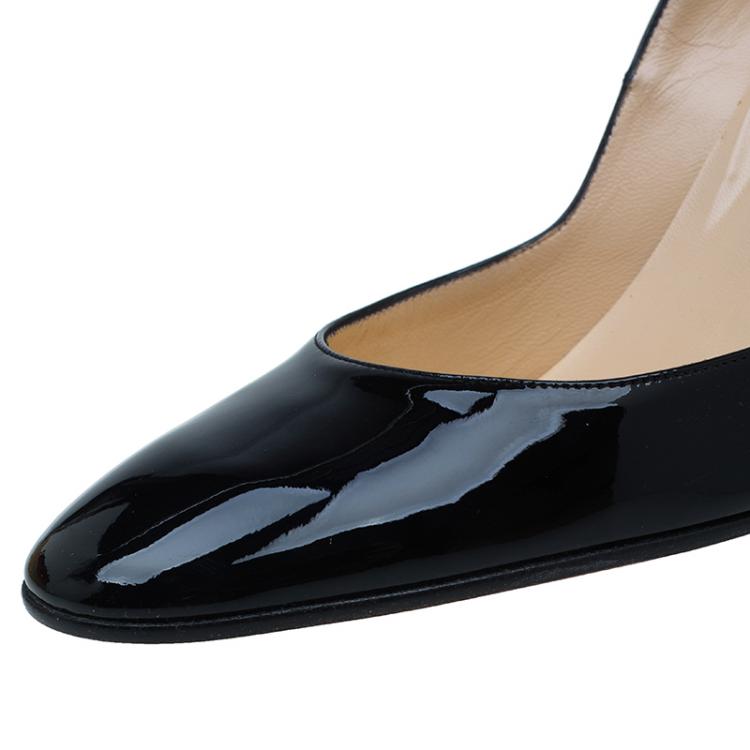Pre Owned Christian Louboutin Black Patent Miss Cool Pumps Size 38