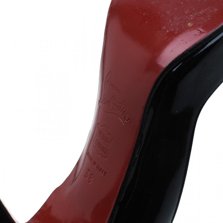 Pre Owned Christian Louboutin Black Patent Miss Cool Pumps Size 38