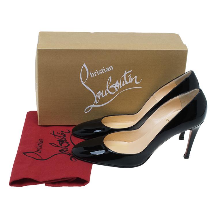 Pre Owned Christian Louboutin Black Patent Miss Cool Pumps Size 38