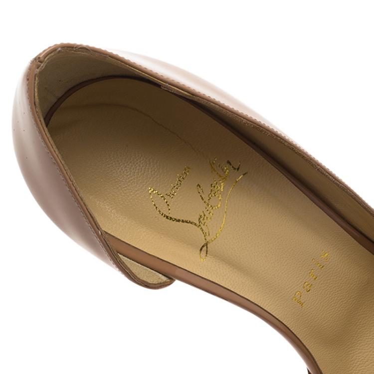 Pre Owned Christian Louboutin Beige Patent Iriza D'orsay Pumps Size 38