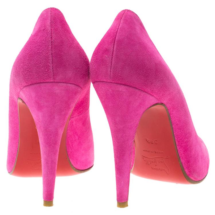 Pre Owned Christian Louboutin Pink Suede Ron Ron Pumps Size 39.5