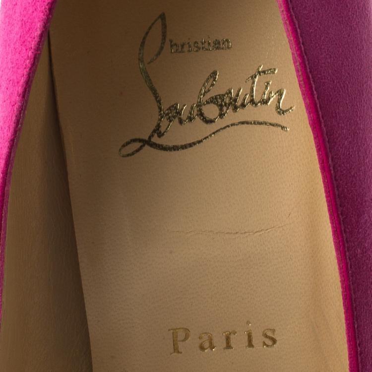 Pre Owned Christian Louboutin Pink Suede Ron Ron Pumps Size 39.5
