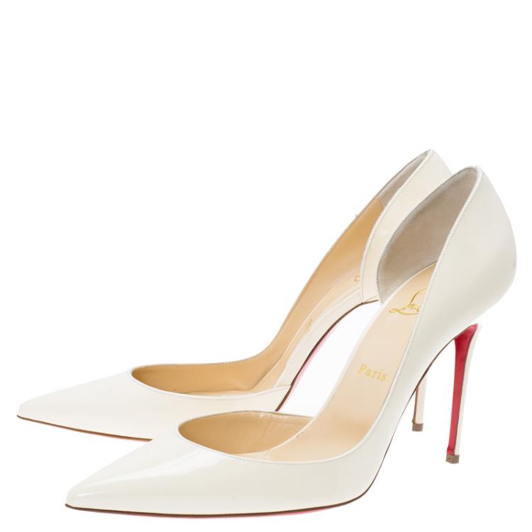 Pre Owned Christian Louboutin Cream Patent Iriza D'orsay Pumps Size 40