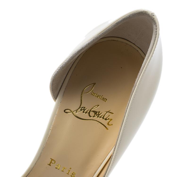 Pre Owned Christian Louboutin Cream Patent Iriza D'orsay Pumps Size 40