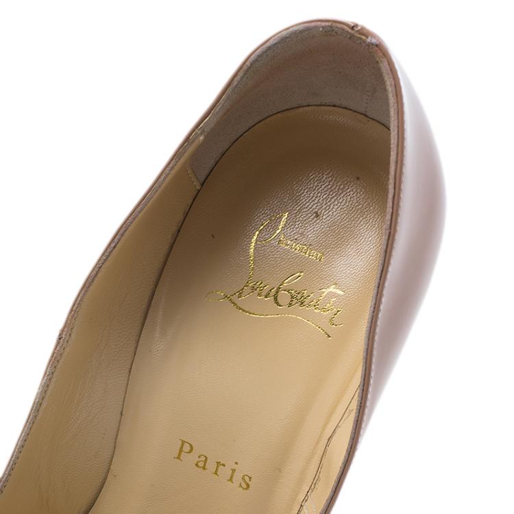 Pre Owned Christian Louboutin Beige Patent Pigalle Pumps Size 38.5