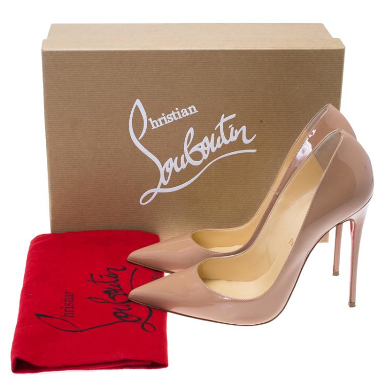 Pre Owned Christian Louboutin Beige Patent Pigalle Pumps Size 38.5