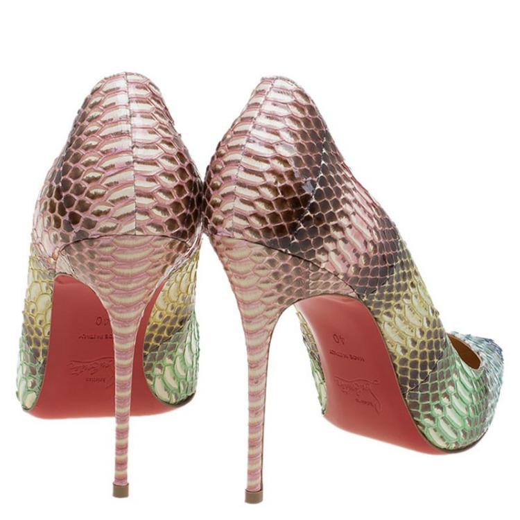 مملوكة مسبقًا Christian Louboutin Multicolor Watersnake Pigalle Follies Degrade Pumps Size 40