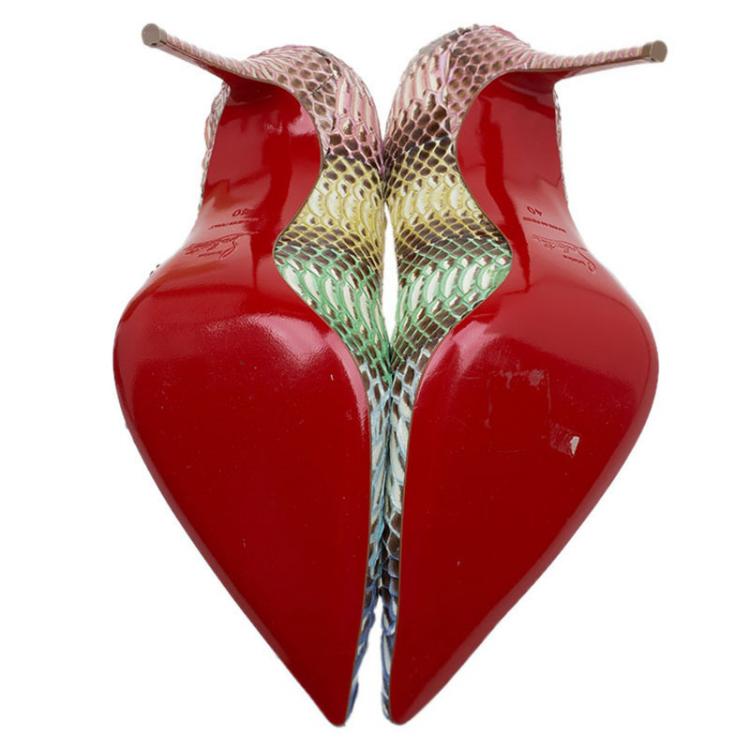 مملوكة مسبقًا Christian Louboutin Multicolor Watersnake Pigalle Follies Degrade Pumps Size 40