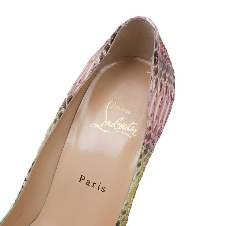 مملوكة مسبقًا Christian Louboutin Multicolor Watersnake Pigalle Follies Degrade Pumps Size 40