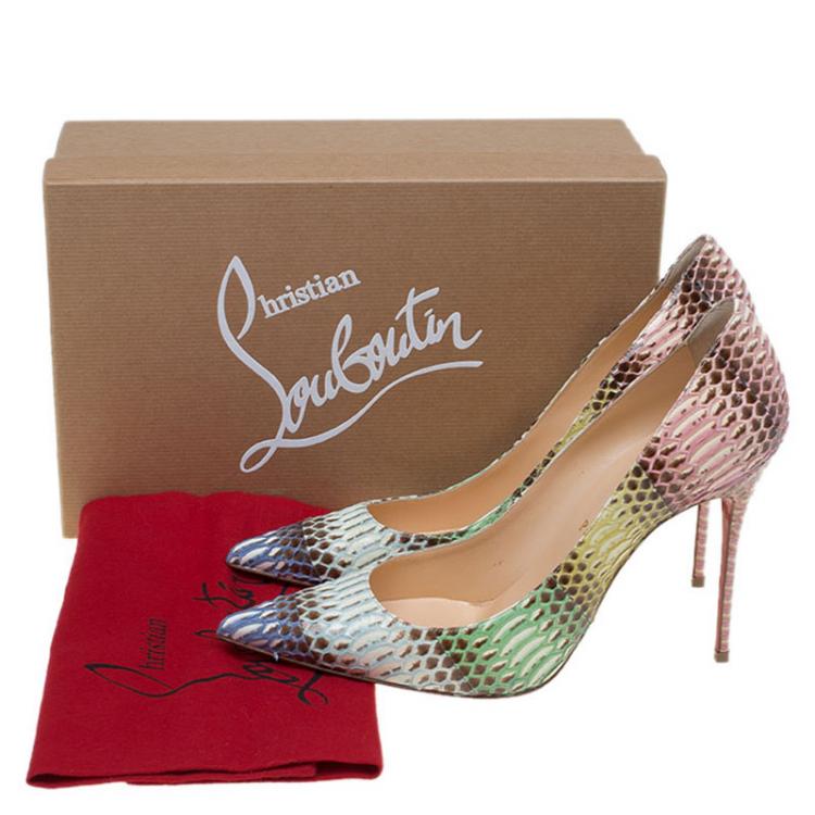 مملوكة مسبقًا Christian Louboutin Multicolor Watersnake Pigalle Follies Degrade Pumps Size 40