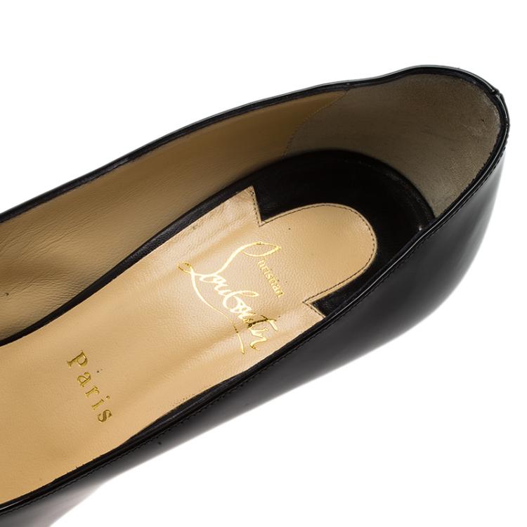 Pre Owned Christian Louboutin Black Patent Leather Spiked Bareta Pumps Size 40.5
