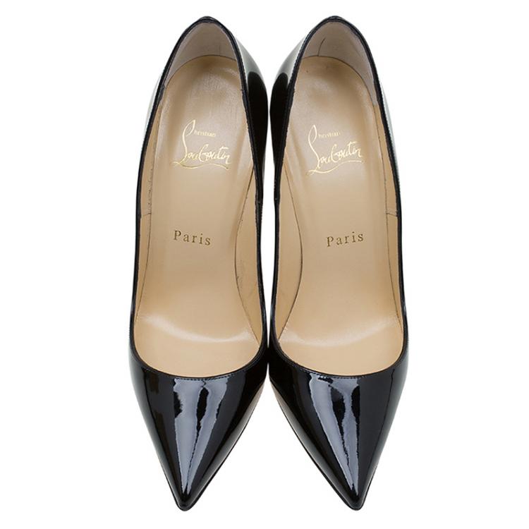 Pre Owned Christian Louboutin Black Patent So Kate Pumps Size 37