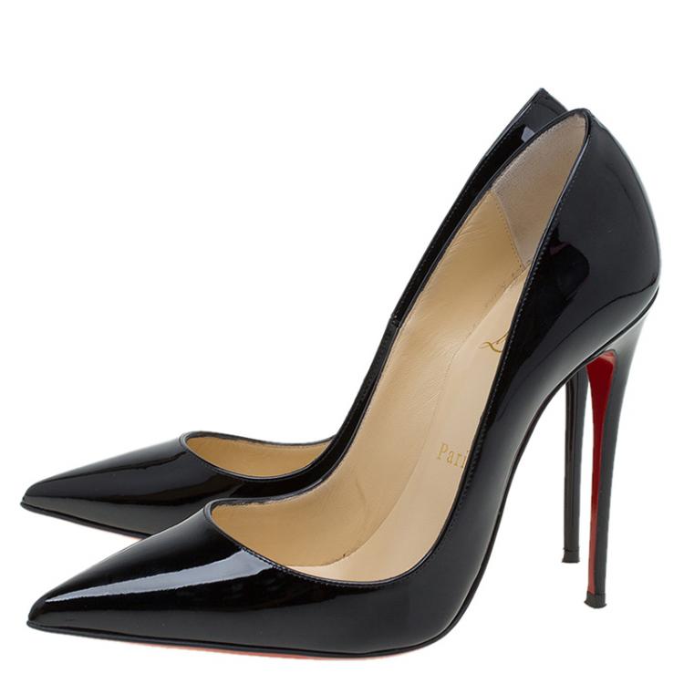 Pre Owned Christian Louboutin Black Patent So Kate Pumps Size 37
