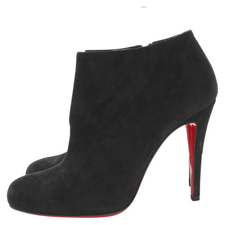 مملوكة مسبقًا Christian Louboutin Black Suede Belle Ankle Boots Size 38