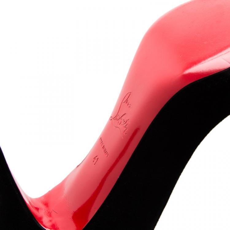 Pre Owned Christian Louboutin Black Suede and Tartan Detail Pointed Toe Pumps Size 41