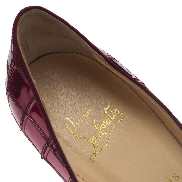 Pre Owned Christian Louboutin Purple Satin Mosaic Sobek Peep Toe Pumps Size 37.5